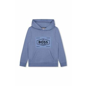 BOSS bluza copii culoarea gri, cu glugă, cu imprimeu, J51194 imagine