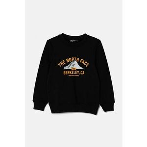 The North Face hanorac de bumbac pentru copii VARSITGRAPHIC RELAXED CREW culoarea negru, cu imprimeu, NF0A89H8JK31 imagine