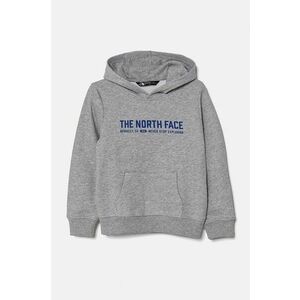 The North Face bluza copii VARSITGRAPHIC RELAXED HOODIE culoarea gri, cu glugă, cu imprimeu, NF0A89HBDYX1 imagine