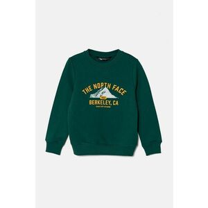 The North Face hanorac de bumbac pentru copii VARSITGRAPHIC RELAXED CREW culoarea verde, cu imprimeu, NF0A89H8NL11 imagine