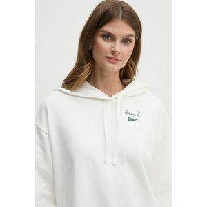 Lacoste bluza femei, culoarea alb, cu glugă, cu imprimeu, SF2649 imagine