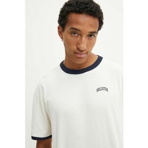 Hollister Co. tricou din bumbac barbati, culoarea bej, cu imprimeu, KI323-4041 imagine