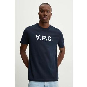 A.P.C. tricou din bumbac t-shirt standard grand vpc GOTS culoarea albastru marin, cu imprimeu, COHBM.M26384 imagine