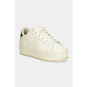 Tommy Jeans sneakers din piele TJW FLATFORM SNEAKER METALLIC culoarea bej, EN0EN02711 imagine