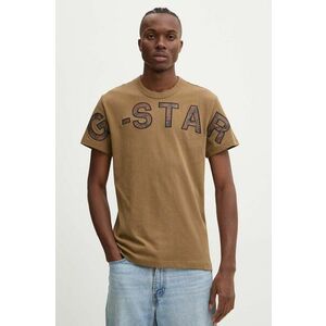 G-Star Raw tricou din bumbac barbati, culoarea maro, cu imprimeu, D25533-C336 imagine