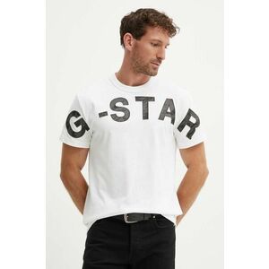 G-Star Raw tricou din bumbac barbati, culoarea alb, cu imprimeu, D25533-C336 imagine