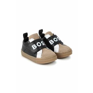 BOSS sneakers din piele pentru bebeluși culoarea negru, J51342 imagine