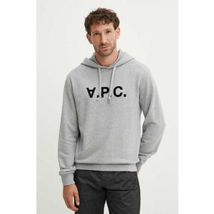 A.P.C. hanorac de bumbac hoodie standard grand vpc GOTS culoarea gri, cu glugă, cu imprimeu, COHBN.M27908 imagine