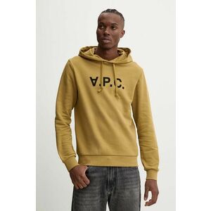 A.P.C. hanorac de bumbac hoodie standard grand vpc GOTS culoarea verde, cu glugă, cu imprimeu, COHBN.M27908 imagine