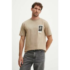 Les Deux tricou din bumbac barbati, culoarea bej, cu imprimeu, LDM101194 imagine