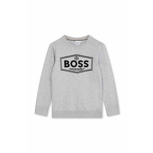 BOSS pulover de bumbac pentru copii culoarea gri, J51182 imagine