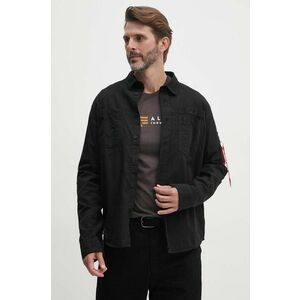 Alpha Industries camasa din bumbac barbati, culoarea negru, cu guler clasic, regular imagine