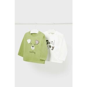 Mayoral longsleeve din bumbac pentru bebeluși 2-pack culoarea verde, cu imprimeu, 2044 imagine