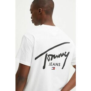 Tommy Jeans tricou din bumbac barbati, culoarea alb, cu imprimeu, DM0DM18536 imagine