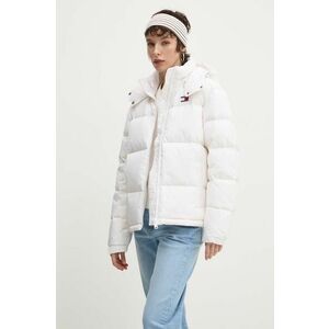 Tommy Jeans geaca de puf femei, culoarea alb, de iarna, oversize, DW0DW18610 imagine