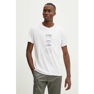 G-Star Raw tricou din bumbac barbati, culoarea alb, cu imprimeu, D25083-C506 imagine