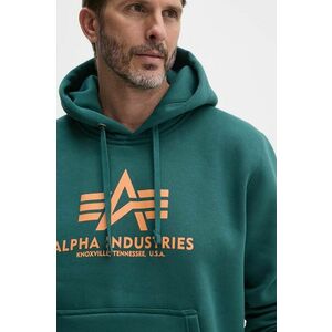 Alpha Industries bluza barbati, culoarea verde, cu glugă, cu imprimeu imagine