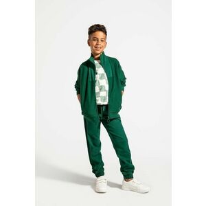 Coccodrillo pantaloni de trening din bumbac pentru copii culoarea verde, neted, ACADEMY BOY JUNIOR imagine