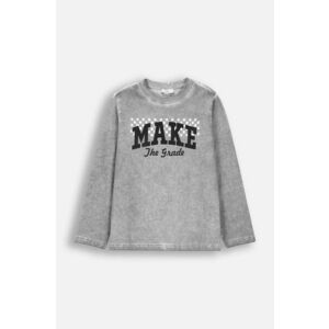 Coccodrillo longsleeve din bumbac pentru copii culoarea gri, cu imprimeu, ACADEMY BOY JUNIOR imagine