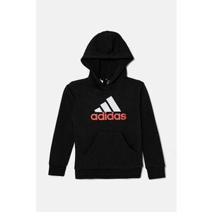 adidas bluza copii U BL 2 HOODIE culoarea negru, cu glugă, cu imprimeu, IV7323 imagine