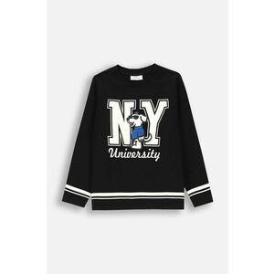 Coccodrillo longsleeve din bumbac pentru copii culoarea negru, cu imprimeu, ACADEMY BOY KIDS imagine