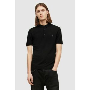 AllSaints Tricou Polo bărbați, culoarea negru, material neted imagine