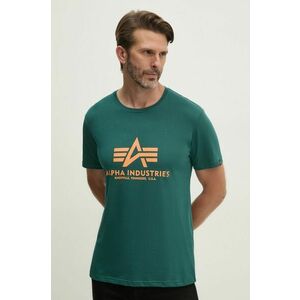 Alpha Industries tricou din bumbac barbati, culoarea verde, cu imprimeu imagine