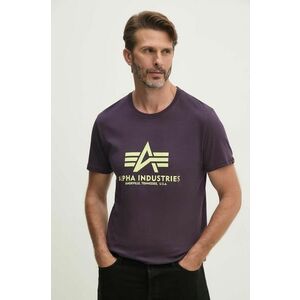 Alpha Industries tricou din bumbac barbati, culoarea violet, cu imprimeu imagine