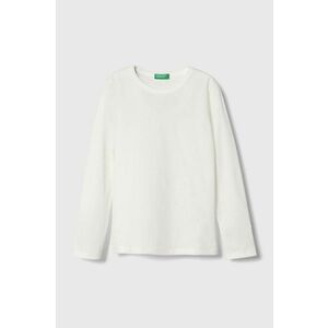 United Colors of Benetton longsleeve din bumbac pentru copii culoarea bej, neted imagine