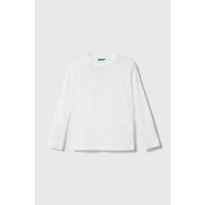 United Colors of Benetton longsleeve din bumbac pentru copii culoarea alb, melanj imagine