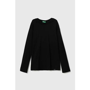 United Colors of Benetton longsleeve din bumbac pentru copii culoarea negru, melanj imagine