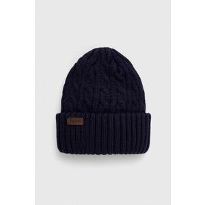 Barbour caciula culoarea albastru marin, din tricot gros imagine