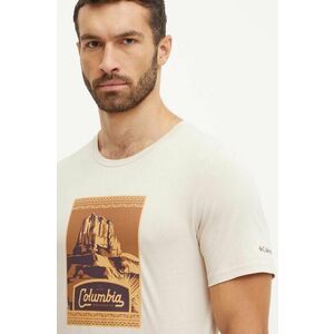 Columbia tricou din bumbac culoarea bej, cu imprimeu imagine