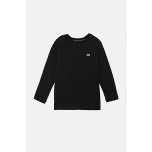 Lacoste longsleeve din bumbac pentru copii culoarea negru, neted imagine