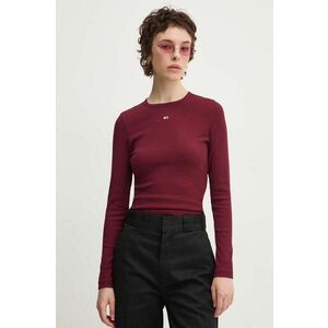 Tommy Jeans longsleeve femei, culoarea bordo, DW0DW17387 imagine