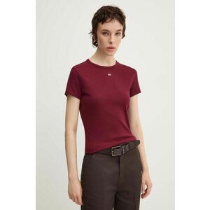 Tommy Jeans tricou femei, culoarea bordo, DW0DW17383 imagine