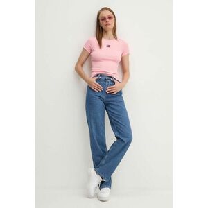 Tommy Jeans tricou femei, culoarea roz imagine