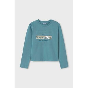 Mayoral longsleeve din bumbac pentru copii culoarea turcoaz, 830 imagine