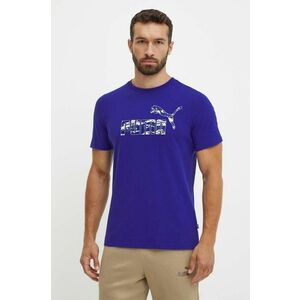 Puma tricou din bumbac barbati, culoarea violet, cu imprimeu, 683236 imagine