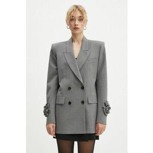 MSGM geaca de lana culoarea gri, cu doua randuri de nasturi, neted, 3741MDG18X.247506 imagine