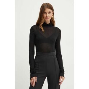 Elisabetta Franchi longsleeve din amestec de lana culoarea negru, cu guler, MA94B46E2 imagine