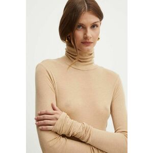 Elisabetta Franchi longsleeve din amestec de lana culoarea bej, cu guler, MA94B46E2 imagine