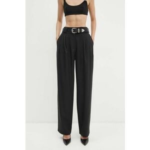 IRO pantaloni de lana culoarea negru, lat, high waist, WP23ALLIRA imagine