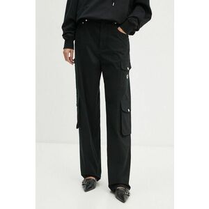 Moschino Jeans pantaloni femei, culoarea negru, drept, high waist, A0330 8724 imagine