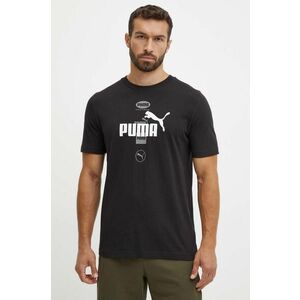 Puma tricou din bumbac barbati, culoarea negru, cu imprimeu, 681738 imagine