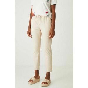 Medicine pantaloni femei, culoarea bej, fason chinos, medium waist imagine