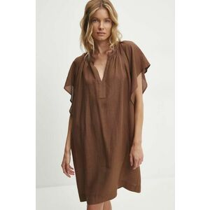 Answear Lab rochie din bumbac culoarea maro, mini, oversize imagine