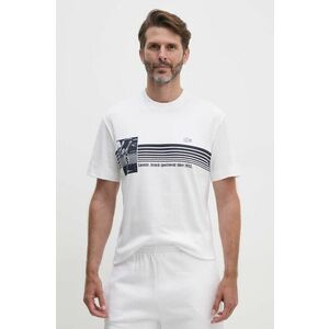 Lacoste tricou din bumbac barbati, culoarea alb, cu imprimeu imagine