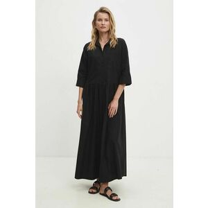 Answear Lab rochie din bumbac culoarea negru, maxi, evazati imagine