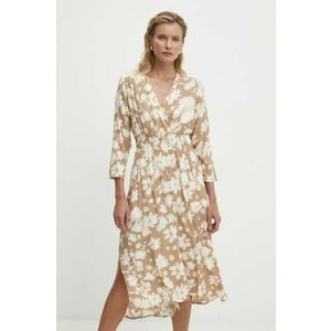 Answear Lab rochie culoarea bej, midi, evazati imagine